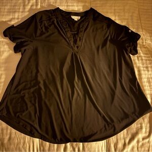Meraki Black V-Neck Blouse